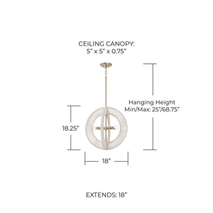 Bryn 18" Four Light Pendant, Matte Brass