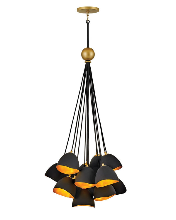 Nula 26" Fifteen Lights Medium Single Tier Chandelier, Shell Black