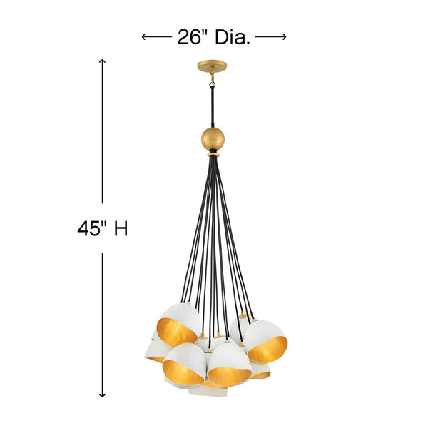 Nula 26" Fifteen Lights Medium Single Tier Chandelier, Shell White
