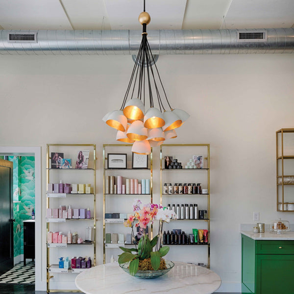 Nula 26" Fifteen Lights Medium Single Tier Chandelier, Shell White