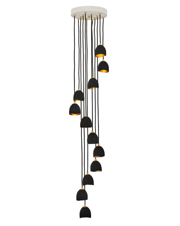 Nula 18" Twelve Lights Large Multi Tier Pendant, Shell Black