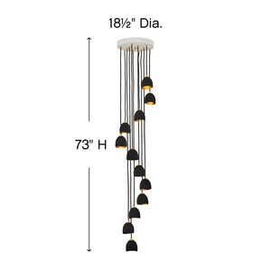 Nula 18" Twelve Lights Large Multi Tier Pendant, Shell Black