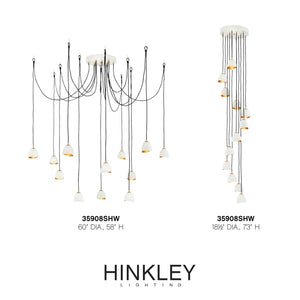 Nula 18" Twelve Lights Large Multi Tier Pendant, Shell White