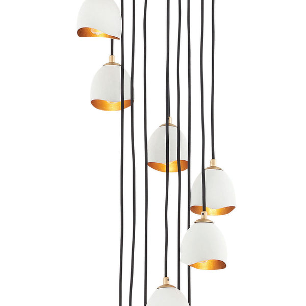 Nula 18" Twelve Lights Large Multi Tier Pendant, Shell White
