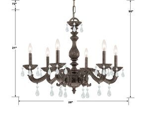 Maison Parisienne 28'' Six Light Crystal Chandelier, Bronze Hand Cut Crystal - Alternate Product Image 1.jpg