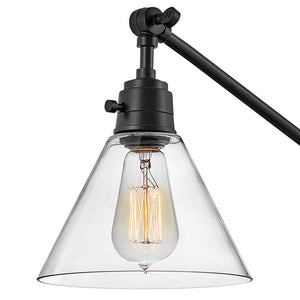 Relic 8" One Light Medium Swing Arm Sconce, Black / Clear Glass
