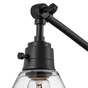 Relic 8" One Light Medium Swing Arm Sconce, Black / Clear Glass