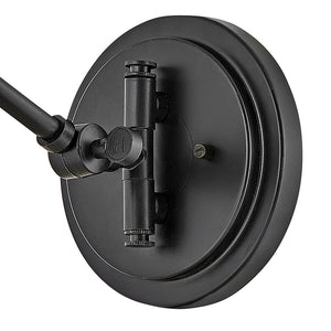 Relic 8" One Light Medium Swing Arm Sconce, Black / Clear Glass