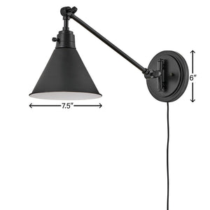 Relic 8" One Light Medium Swing Arm Sconce, Black