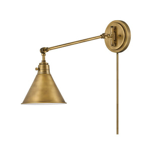 Relic 8" One Light Medium Swing Arm Sconce, Heritage Brass