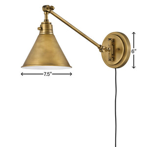 Relic 8" One Light Medium Swing Arm Sconce, Heritage Brass
