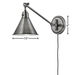 Relic 8" One Light Medium Swing Arm Sconce, Polished Antique Nickel