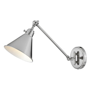 Relic 8" One Light Medium Swing Arm Sconce, Polished Nickel