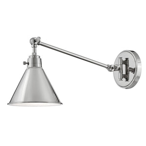 Relic 8" One Light Medium Swing Arm Sconce, Polished Nickel