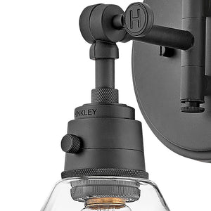 Relic 12" One Light Medium Swing Arm Sconce, Black / Clear Glass