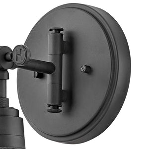 Relic 12" One Light Medium Swing Arm Sconce, Black / Clear Glass