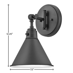Relic 12" One Light Medium Swing Arm Sconce, Black