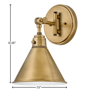 Relic 12" One Light Medium Swing Arm Sconce, Heritage Brass