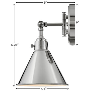 Relic 12" One Light Medium Swing Arm Sconce, Polished Nickel