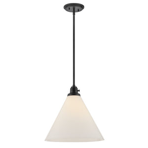 Relic 15" One Light Medium Pendant, Black / Cased Opal Glass