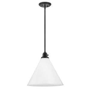 Relic 15" One Light Medium Pendant, Black / Cased Opal Glass
