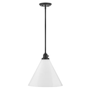 Relic 15" One Light Medium Pendant, Black / Cased Opal Glass