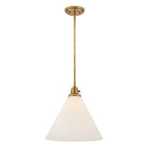 Relic 15" One Light Medium Pendant, Heritage Brass / Cased Opal Glass