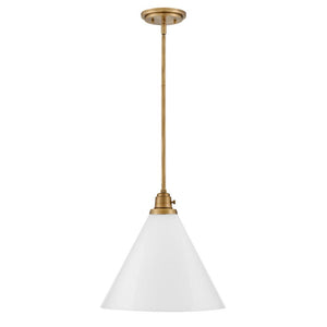 Relic 15" One Light Medium Pendant, Heritage Brass / Cased Opal Glass