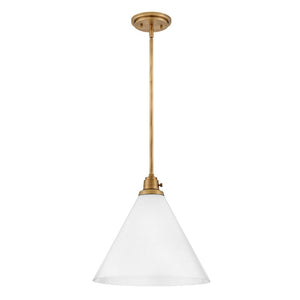 Relic 15" One Light Medium Pendant, Heritage Brass / Cased Opal Glass