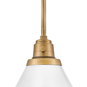 Relic 15" One Light Medium Pendant, Heritage Brass / Cased Opal Glass