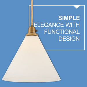 Relic 15" One Light Medium Pendant, Heritage Brass / Cased Opal Glass