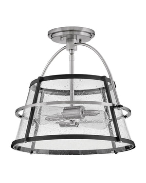 Flint 15" Two Lights Medium Semi-Flush Mount, Brushed Nickel