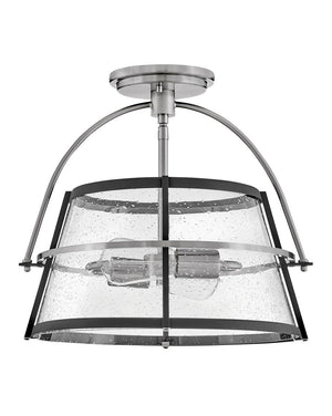 Flint 15" Two Lights Medium Semi-Flush Mount, Brushed Nickel