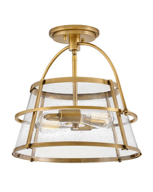Flint 15" Two Lights Medium Semi-Flush Mount, Heritage Brass