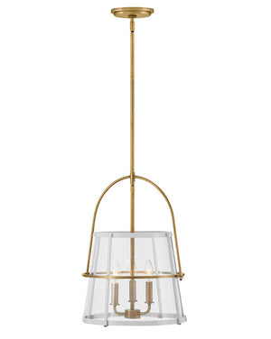 Flint 15" Three Lights Medium Pendant, Heritage Brass / Polished White