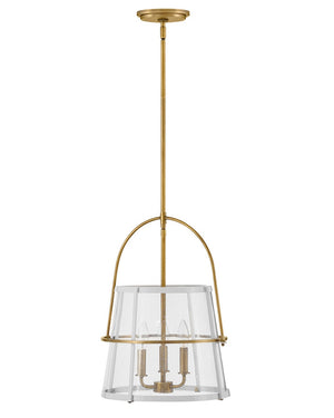 Flint 15" Three Lights Medium Pendant, Heritage Brass / Polished White