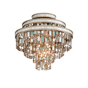 Davenport Three Light Semi Flush Mount, Champagne Leaf