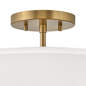Motive 16" Three Lights Medium Semi-Flush Mount, Lacquered Brass