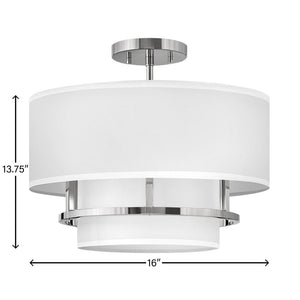 Motive 16" Three Lights Medium Semi-Flush Mount, Polished Nickel