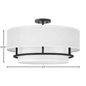 Motive 23" Four Lights Medium Semi-Flush Mount, Black