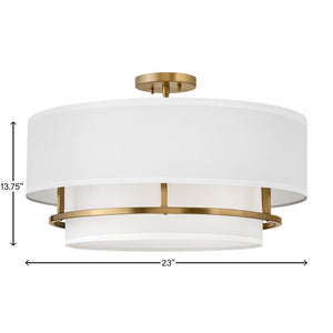 Motive 23" Four Lights Medium Semi-Flush Mount, Lacquered Brass