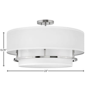 Motive 23" Four Lights Medium Semi-Flush Mount, Polished Nickel