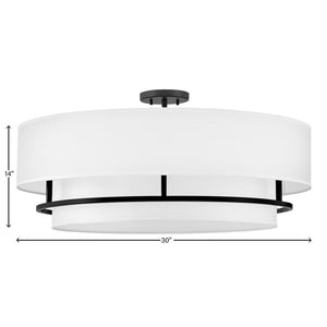Motive 30" Four Lights Large Convertible Semi-Flush Mount, Black