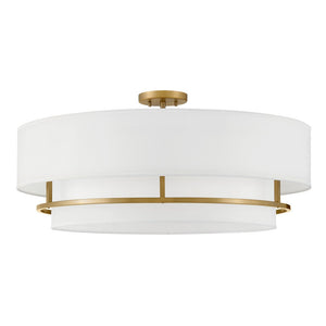 Motive 30" Four Lights Large Convertible Semi-Flush Mount, Lacquered Brass