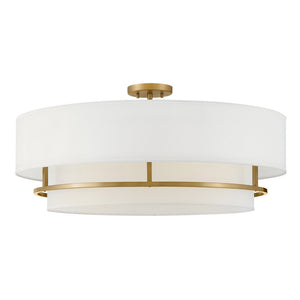 Motive 30" Four Lights Large Convertible Semi-Flush Mount, Lacquered Brass