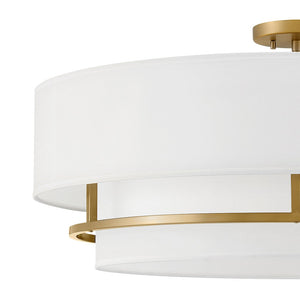 Motive 30" Four Lights Large Convertible Semi-Flush Mount, Lacquered Brass