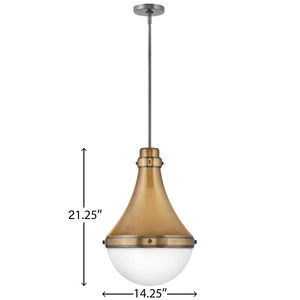Trestle 14" One Light Medium Pendant, Heritage Brass
