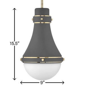 Trestle 9" One Light Small Pendant, Dark Matte Grey