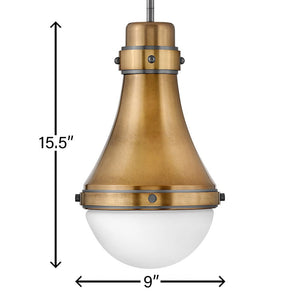 Trestle 9" One Light Small Pendant, Heritage Brass