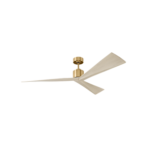 Kairn 60" Ceiling Fan, Burnished Brass With Washed White Oak Blades